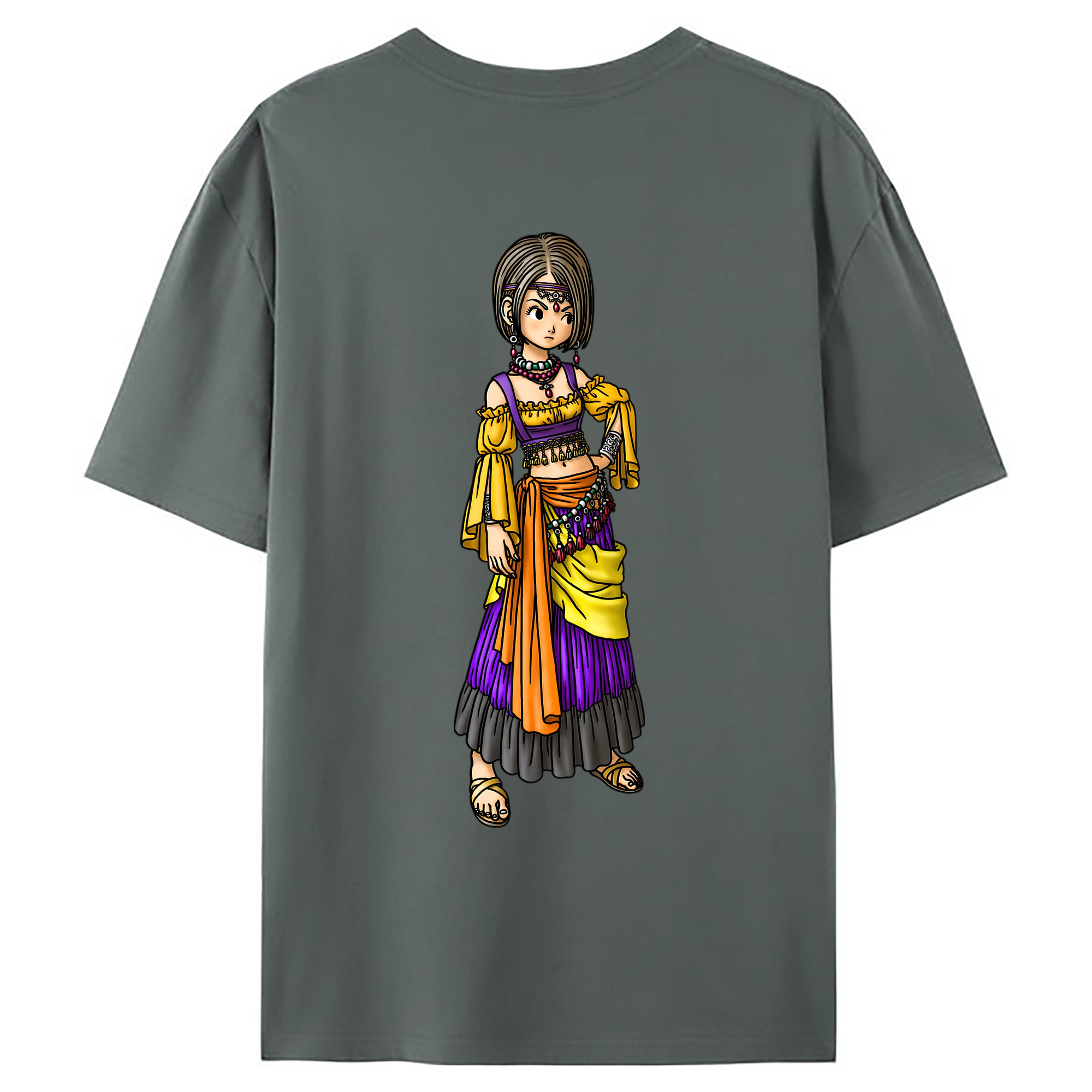 （画像用） ドラゴンクエスト Doragon Kuesuto Dragon Quest 綿100％ メンズ半袖Tシャツ（バックプリント） 通気性
